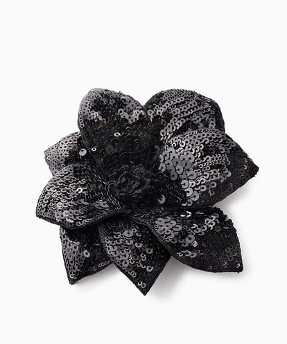 EAUVIRE マグネット付きスパンコールコサージュ ブラック