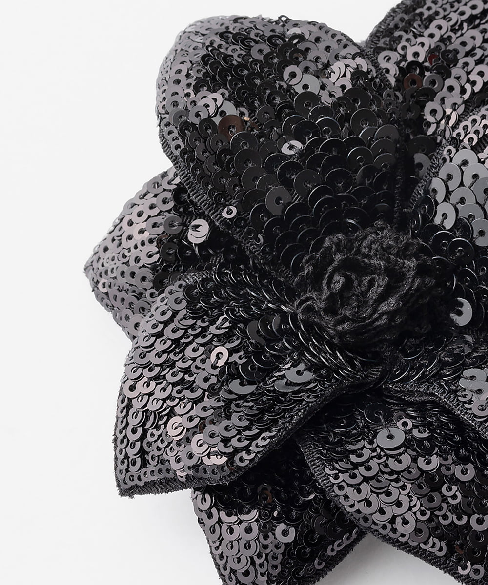 EAUVIRE マグネット付きスパンコールコサージュ ブラック