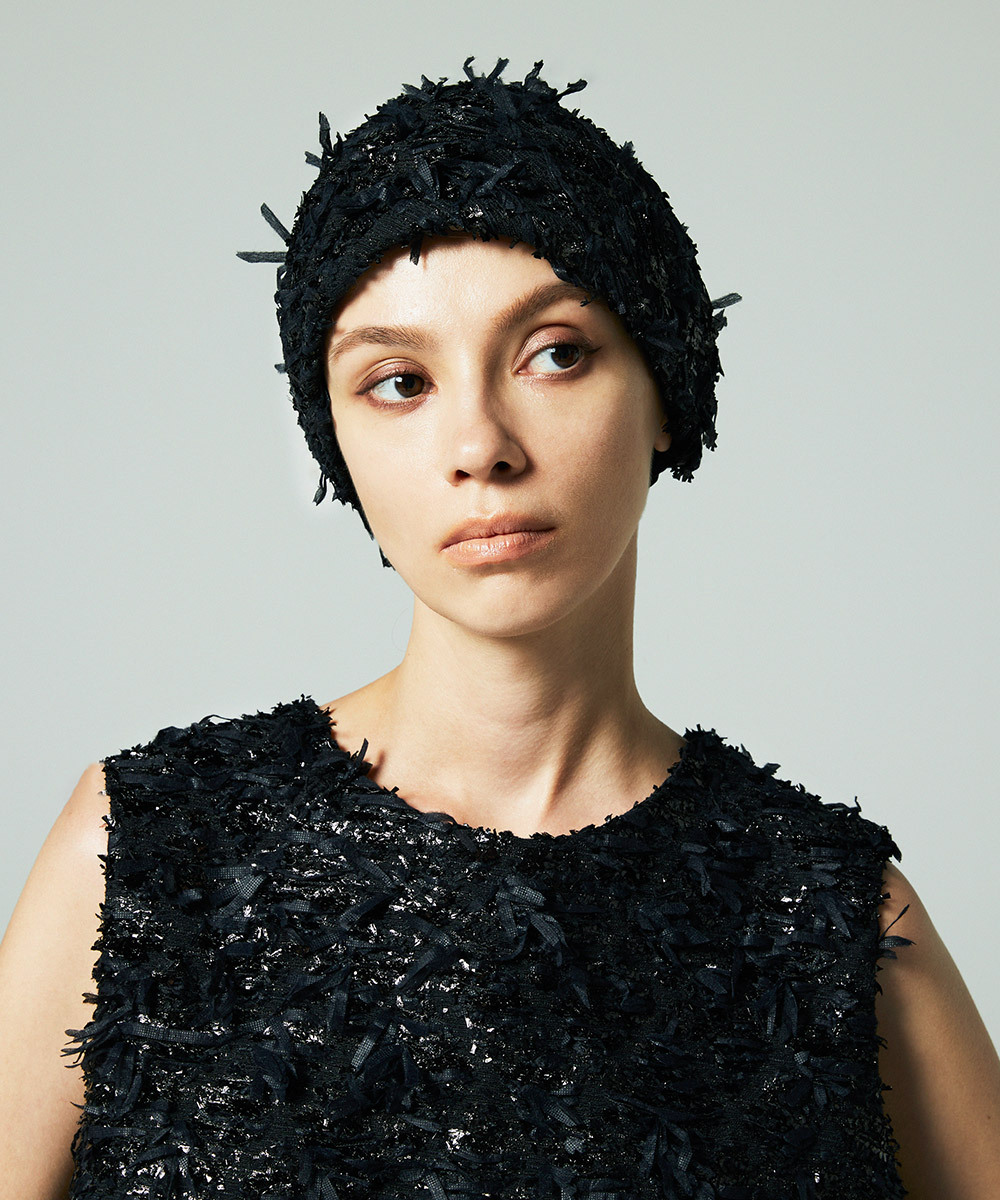 EAUVIRE リボンツイードヘッドピース ブラック