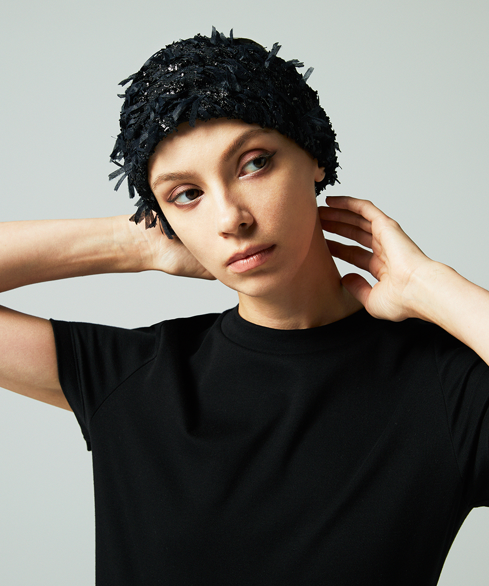 EAUVIRE リボンツイードヘッドピース ブラック