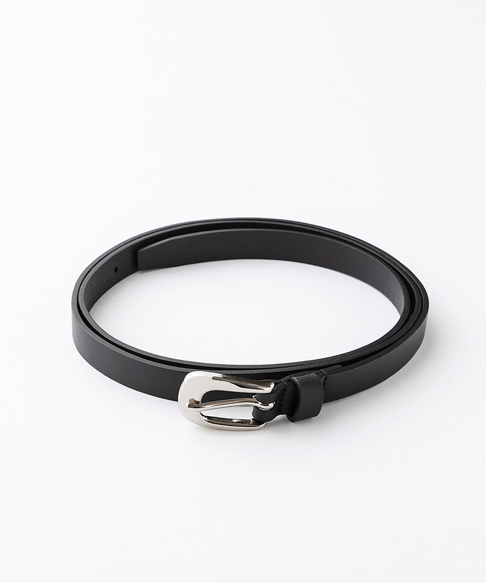 EAUVIRE レザーロング細ベルト ブラック