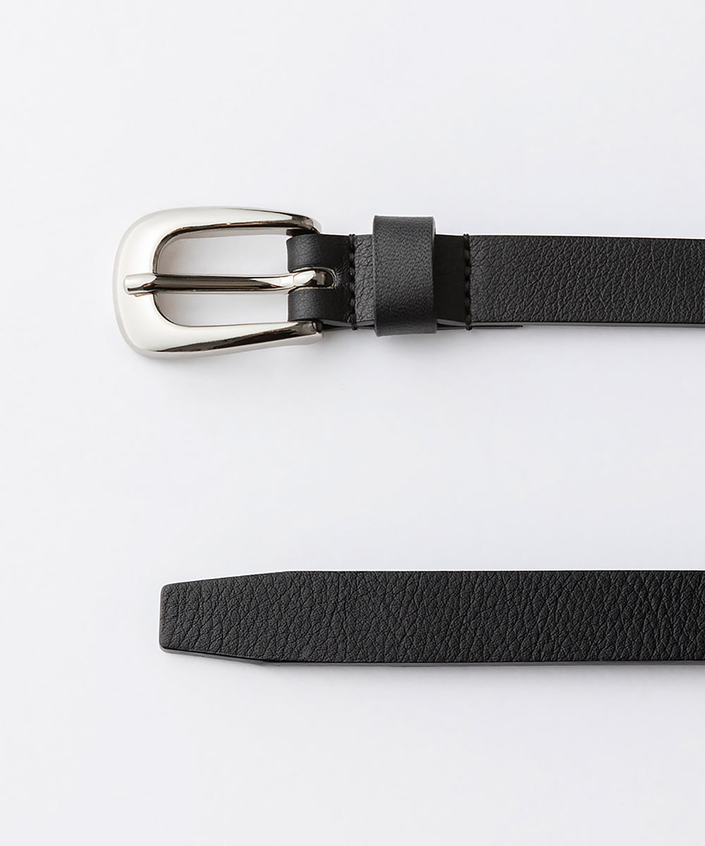 EAUVIRE レザーロング細ベルト ブラック