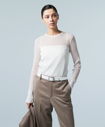 EAUVIRE 手縫いレザーベルト グレー