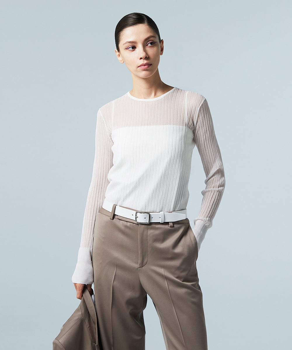 EAUVIRE 手縫いレザーベルト グレー