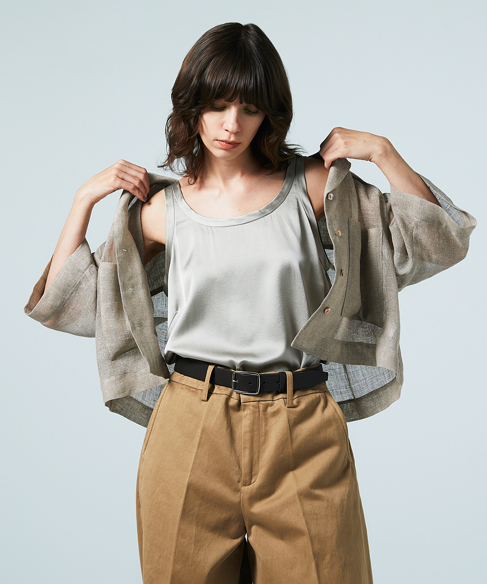 EAUVIRE 手縫いレザーベルト グレー