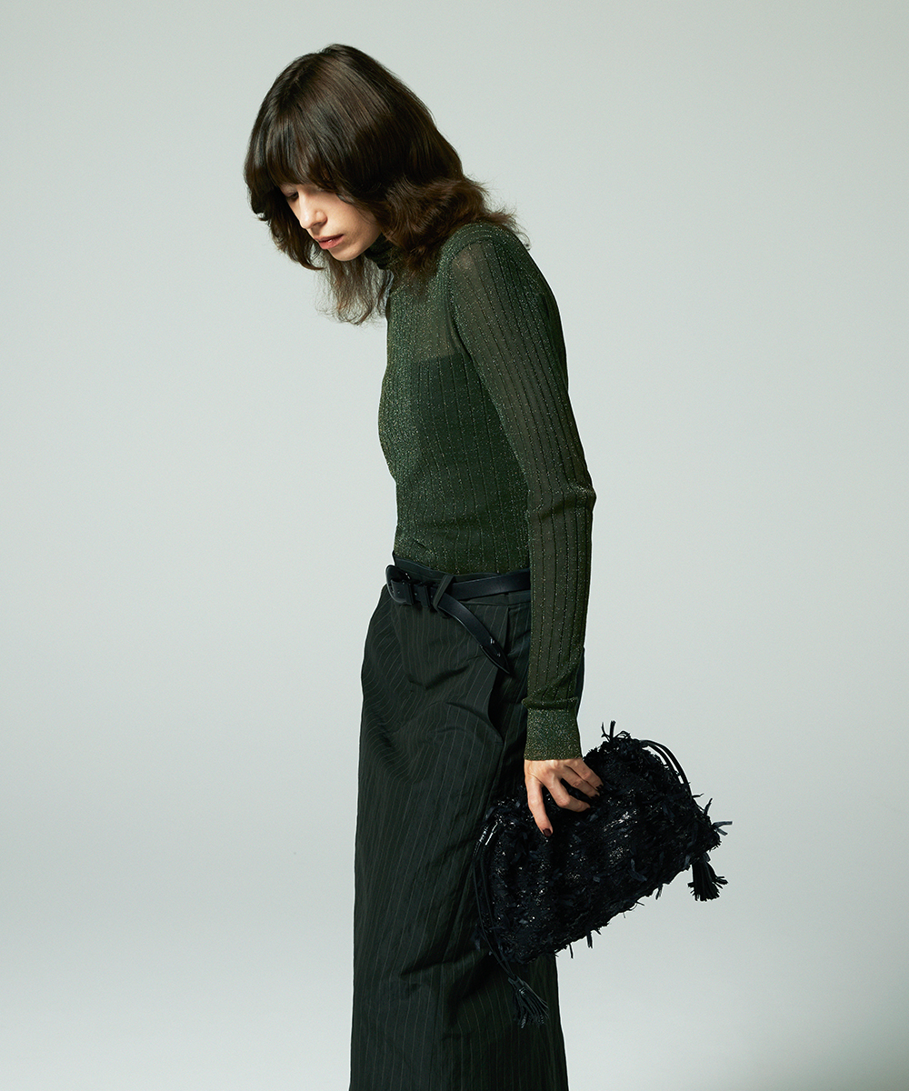 EAUVIRE リボンツイードバッグ ブラック