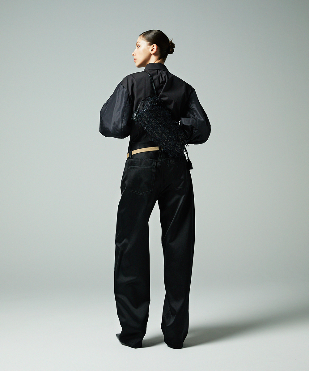 EAUVIRE リボンツイードバッグ ブラック