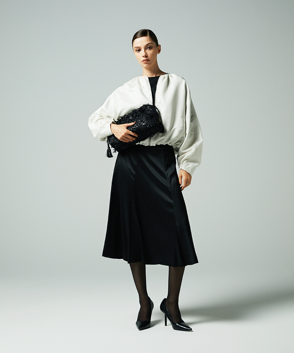 EAUVIRE リボンツイードバッグ ブラック