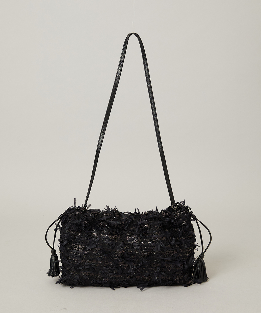 EAUVIRE リボンツイードバッグ ブラック