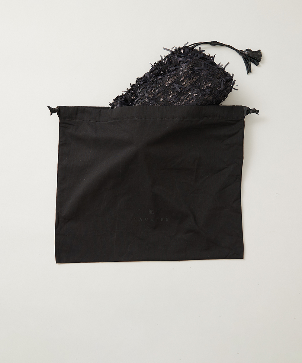 EAUVIRE リボンツイードバッグ ブラック