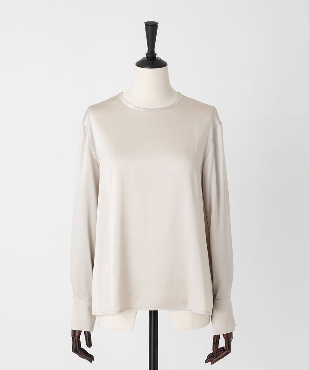 EAUVIRE ウォッシャブルシルクブラウス ライトグレー