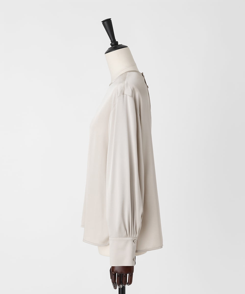 EAUVIRE ウォッシャブルシルクブラウス ライトグレー