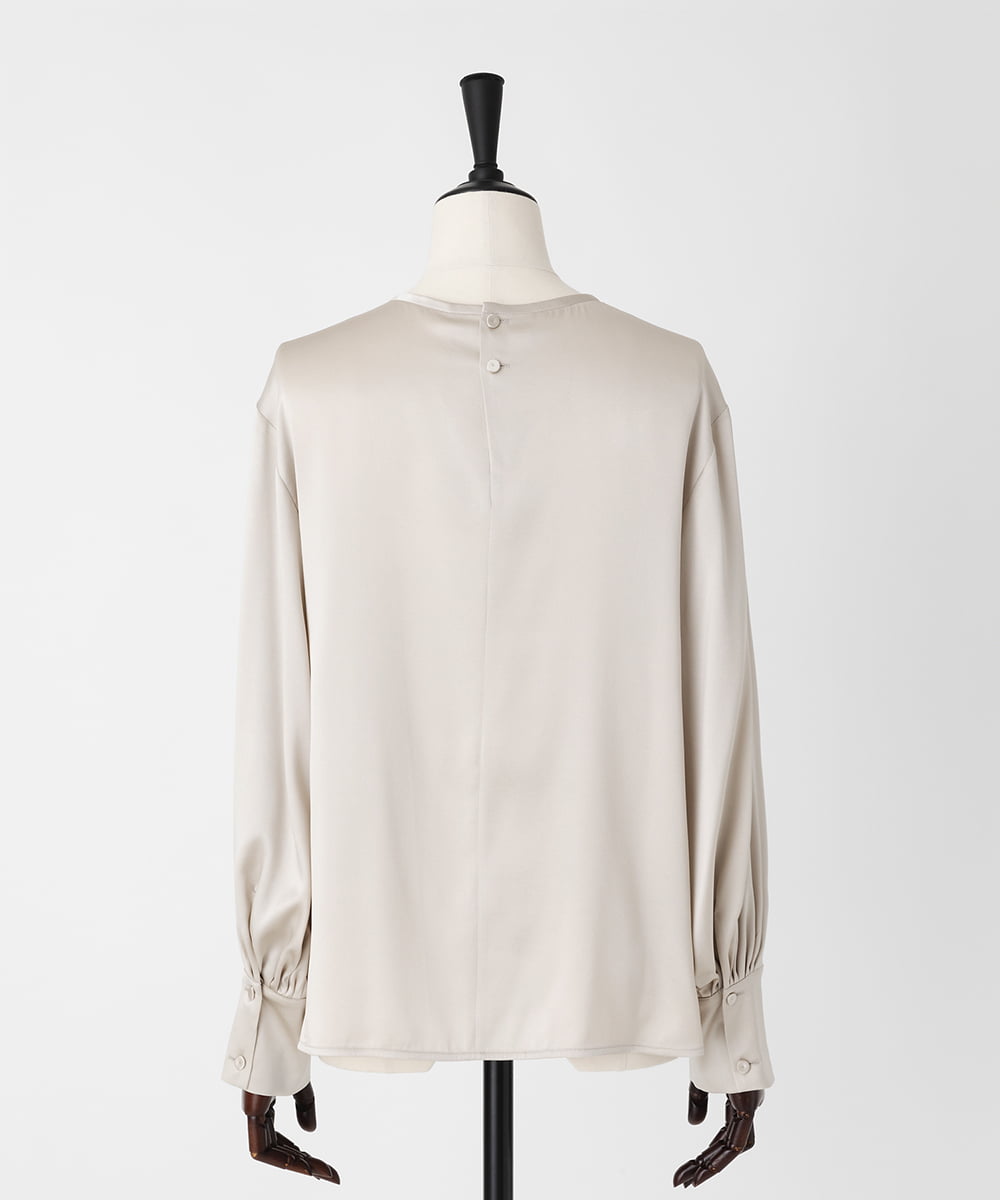 EAUVIRE ウォッシャブルシルクブラウス ライトグレー