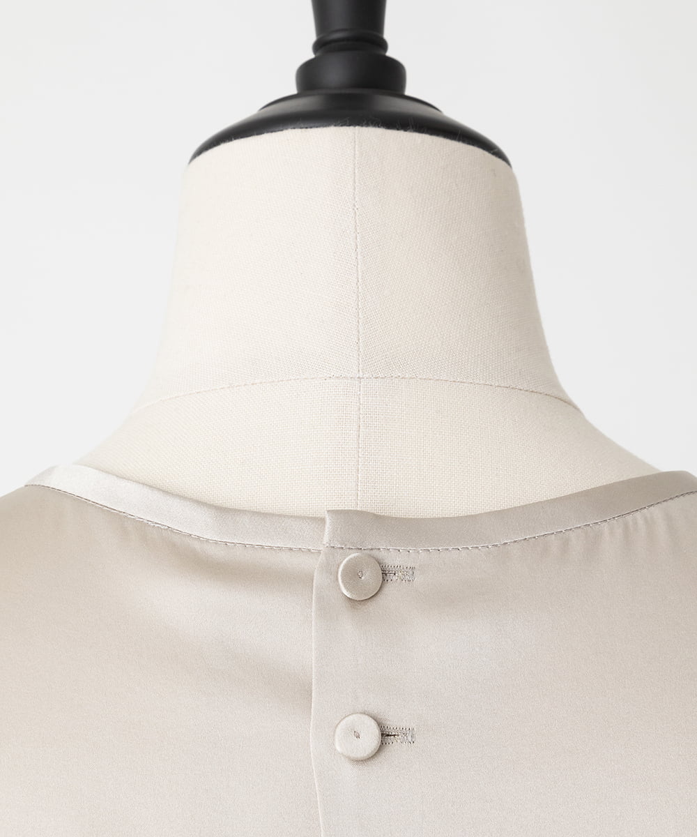 EAUVIRE ウォッシャブルシルクブラウス ライトグレー