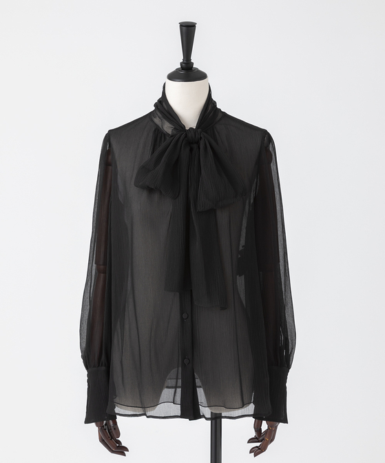 EAUVIRE ボウタイブラウス ライトグレー