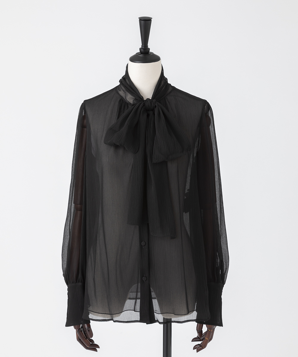 EAUVIRE ボウタイブラウス ライトグレー