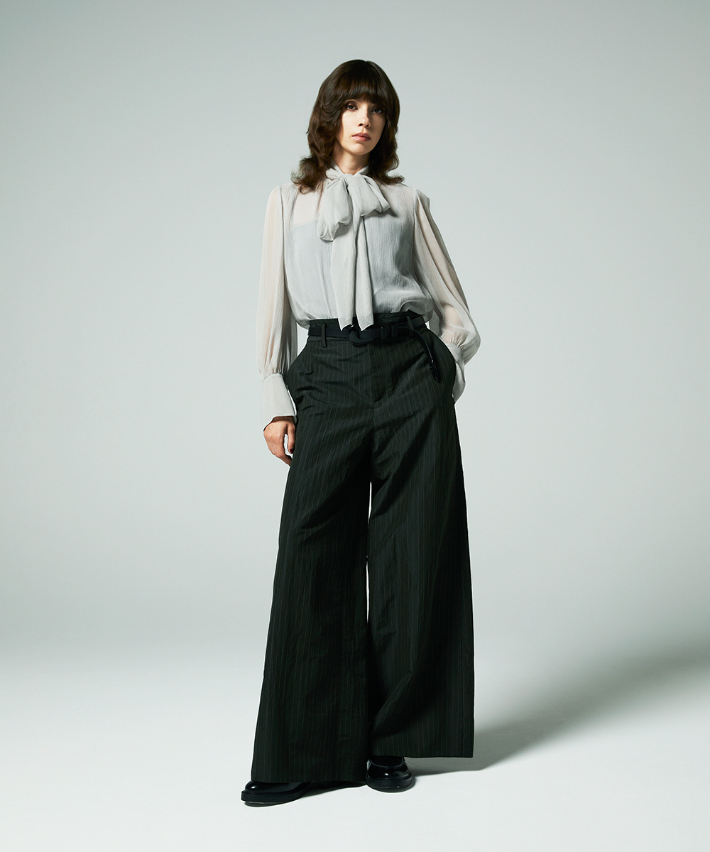 EAUVIRE ボウタイブラウス ライトグレー