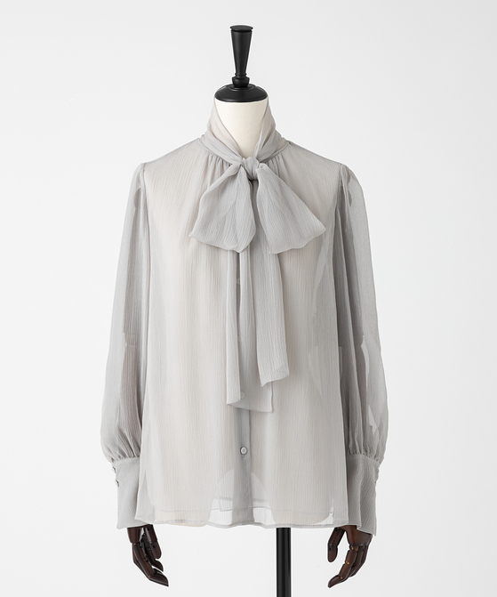 EAUVIRE ボウタイブラウス ライトグレー