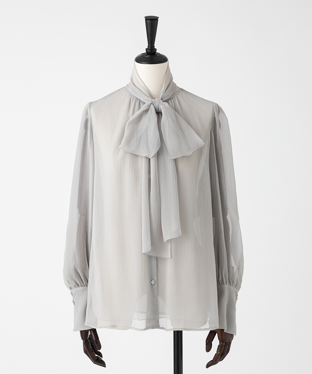 EAUVIRE ボウタイブラウス ライトグレー