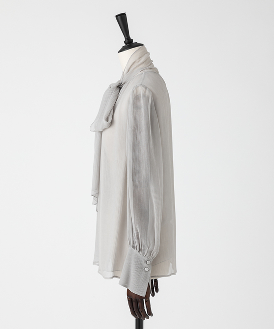 EAUVIRE ボウタイブラウス ライトグレー