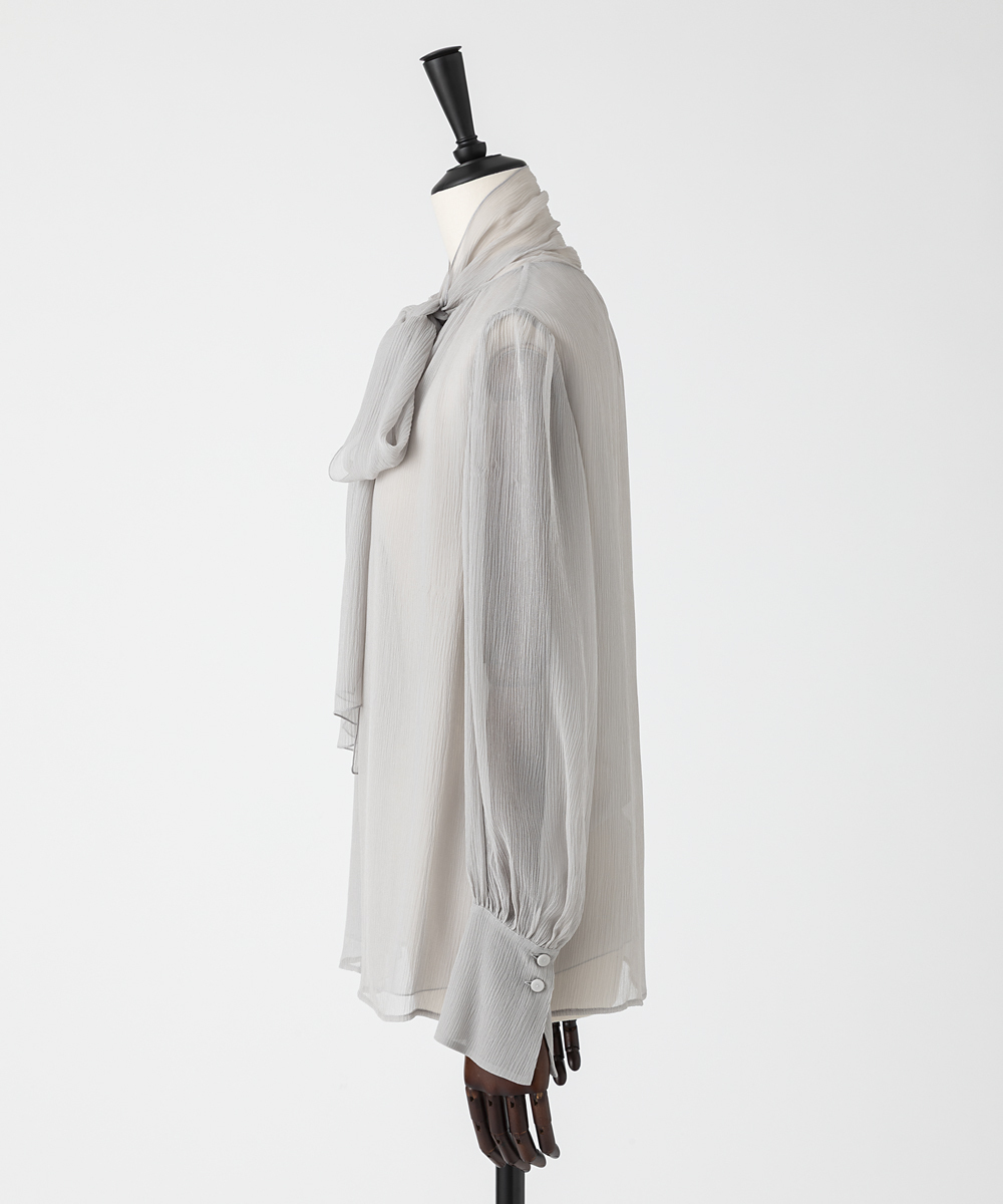 EAUVIRE ボウタイブラウス ライトグレー