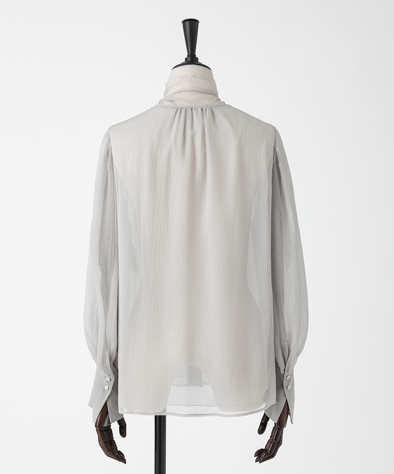 EAUVIRE ボウタイブラウス ライトグレー