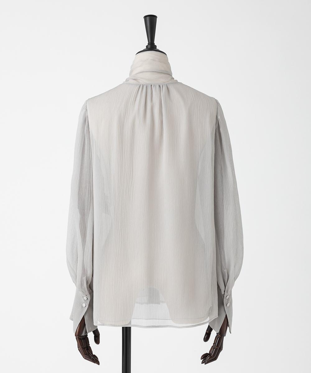 EAUVIRE ボウタイブラウス ライトグレー