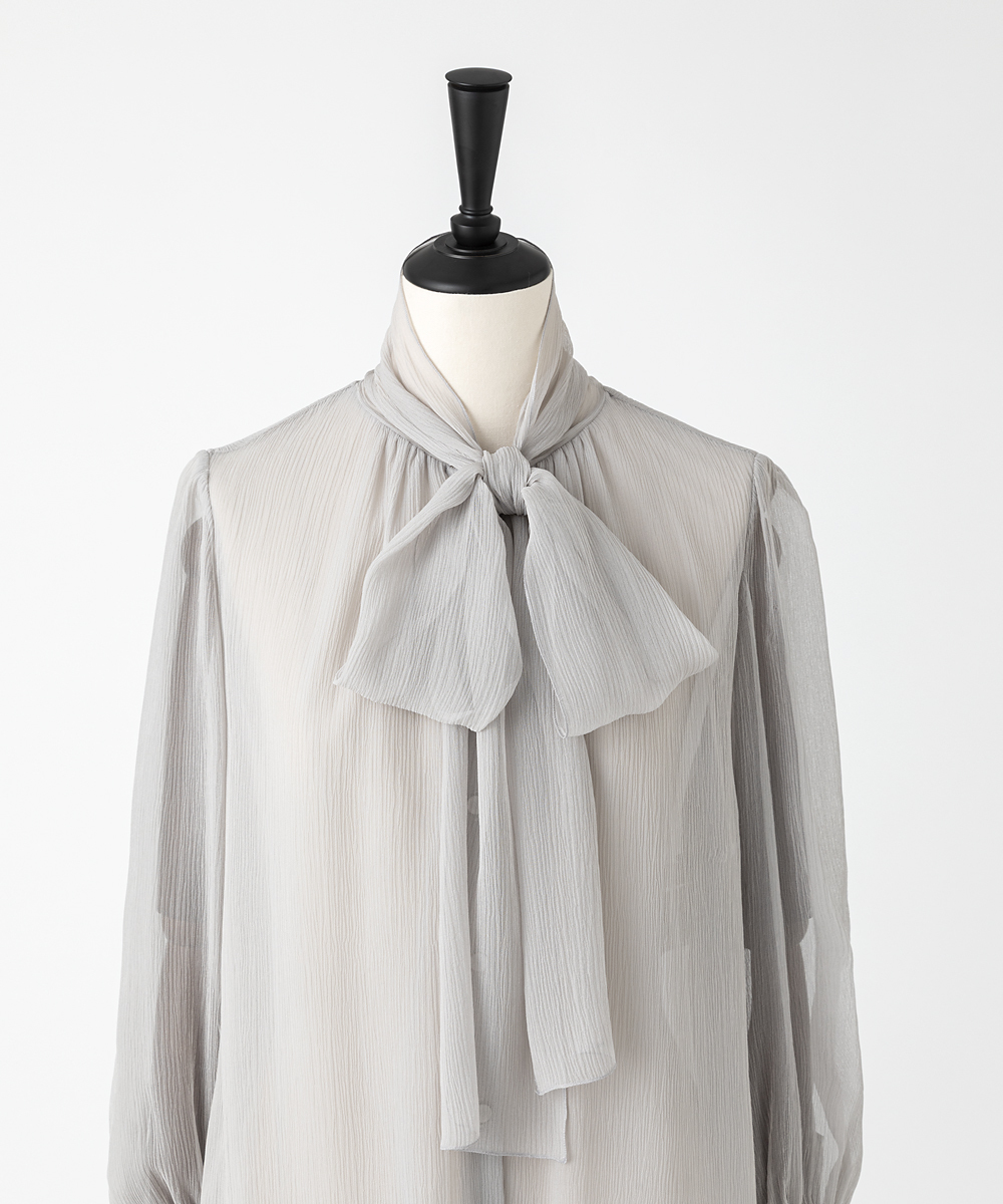 EAUVIRE ボウタイブラウス ライトグレー