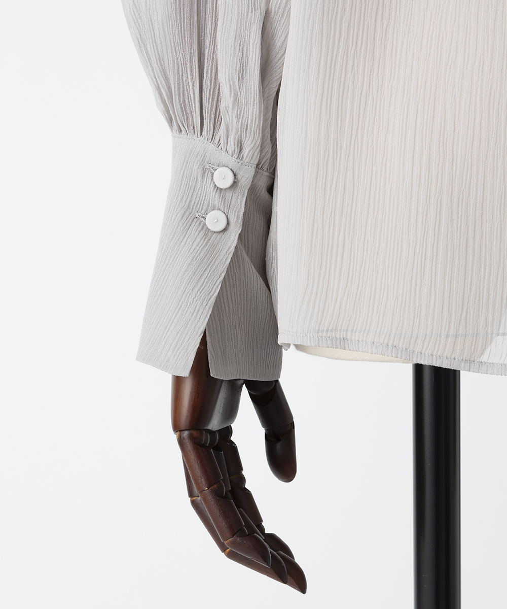 EAUVIRE ボウタイブラウス ライトグレー