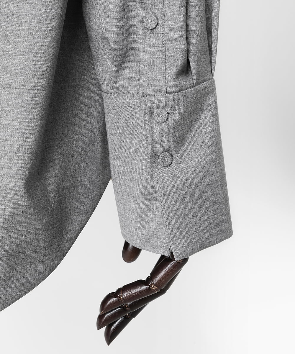 EAUVIRE ベルテッドハイネックシャツ ライトグレー