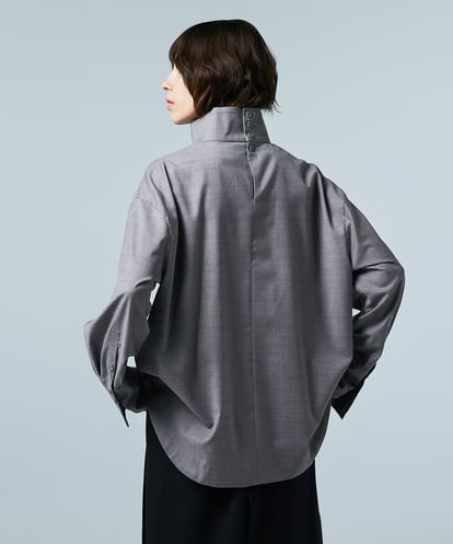 EAUVIRE ベルテッドハイネックシャツ ライトグレー