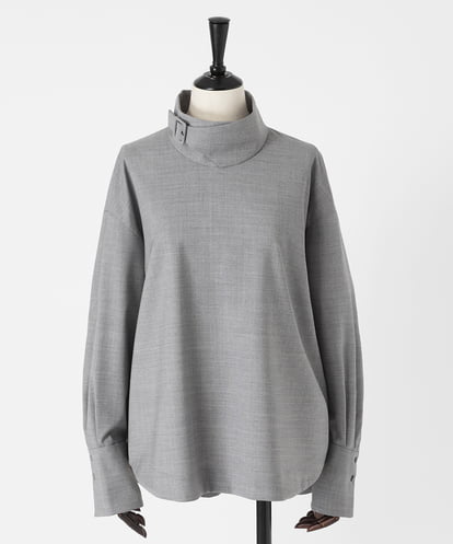 EAUVIRE ベルテッドハイネックシャツ ライトグレー