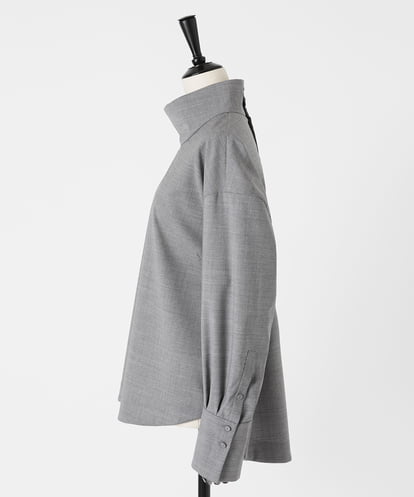 EAUVIRE ベルテッドハイネックシャツ ライトグレー