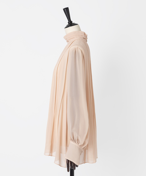 EAUVIRE ランダムタックシルクブラウス ピンク