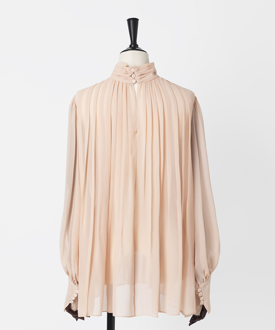 EAUVIRE ランダムタックシルクブラウス ピンク