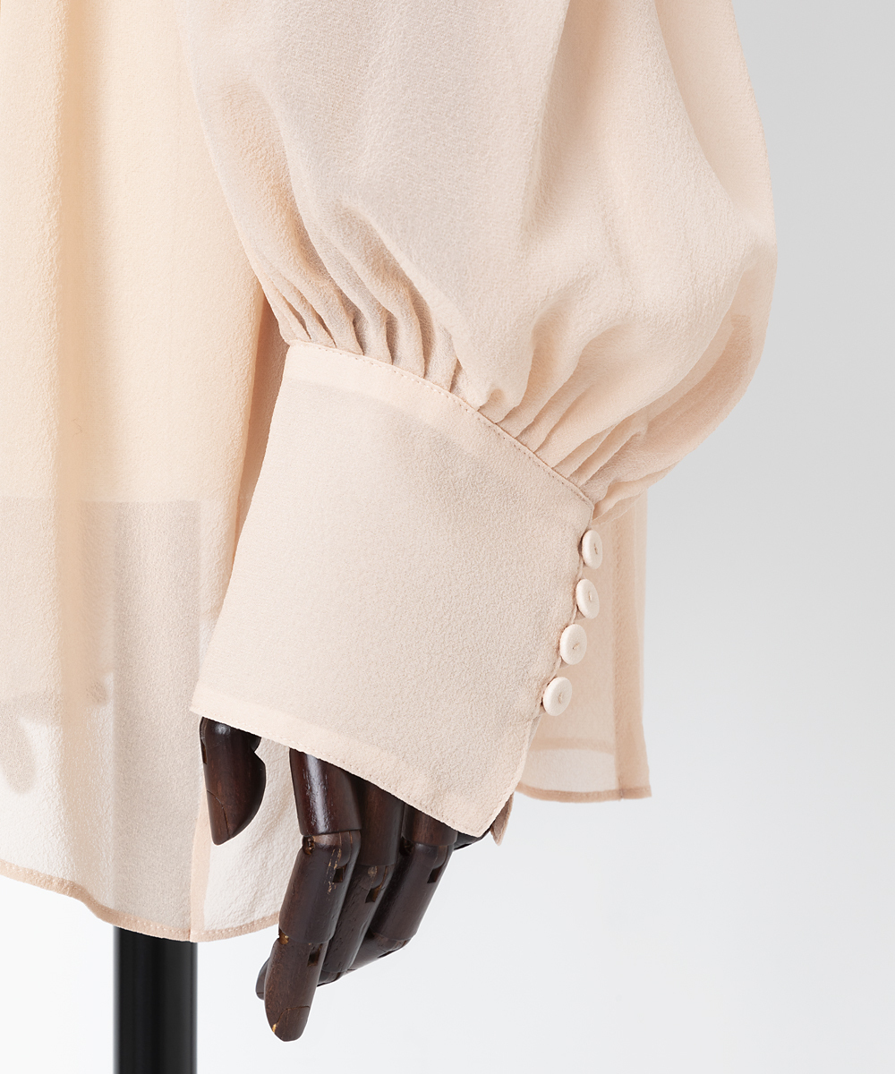 EAUVIRE ランダムタックシルクブラウス ピンク