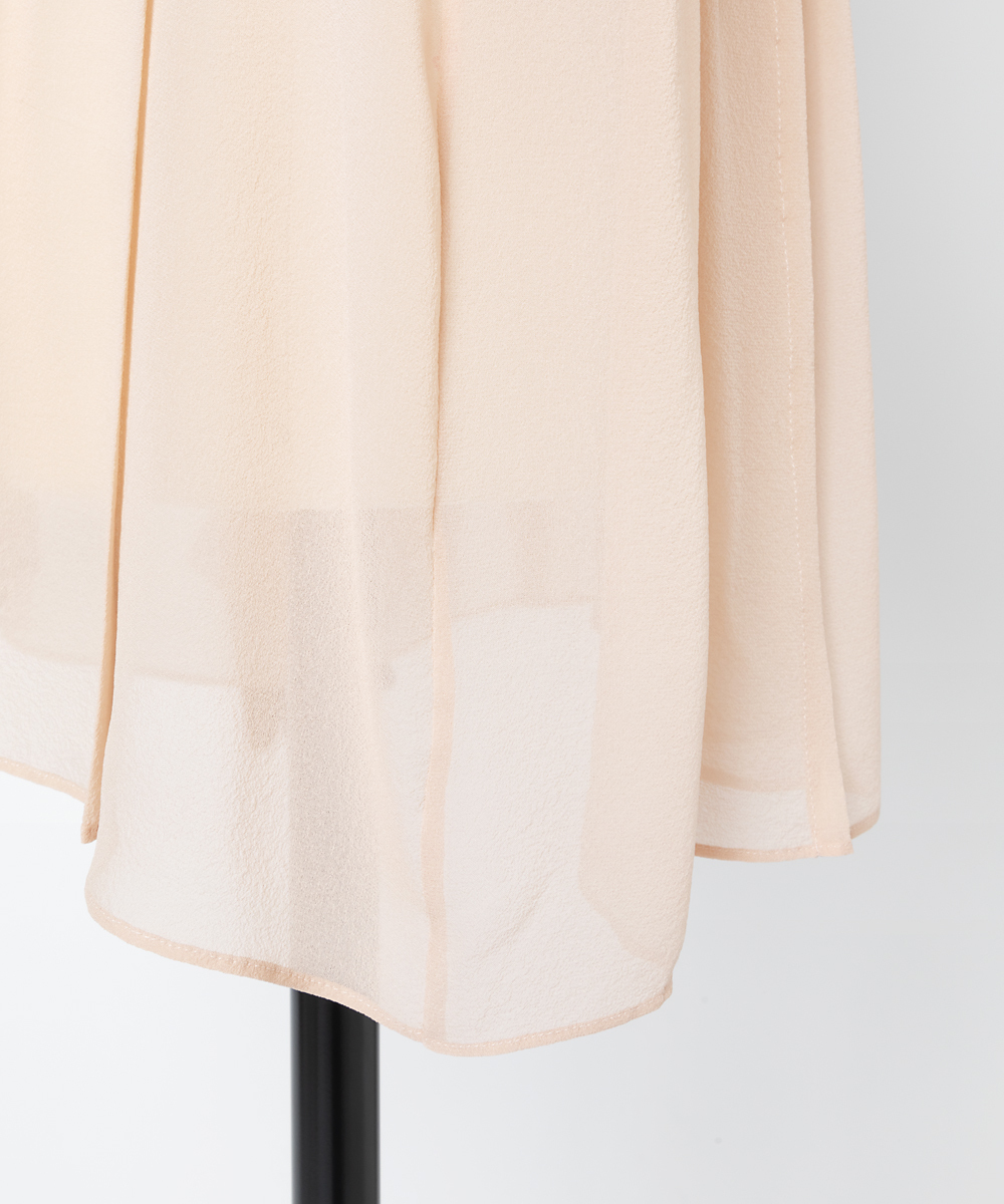 EAUVIRE ランダムタックシルクブラウス ピンク