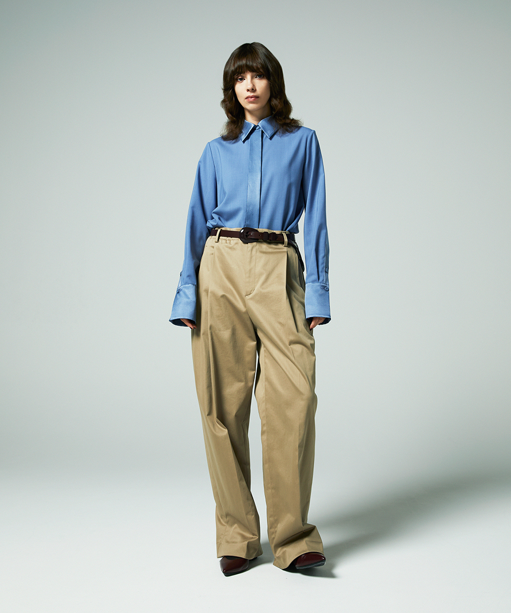 EAUVIRE サテンカラーシャツ ブラック