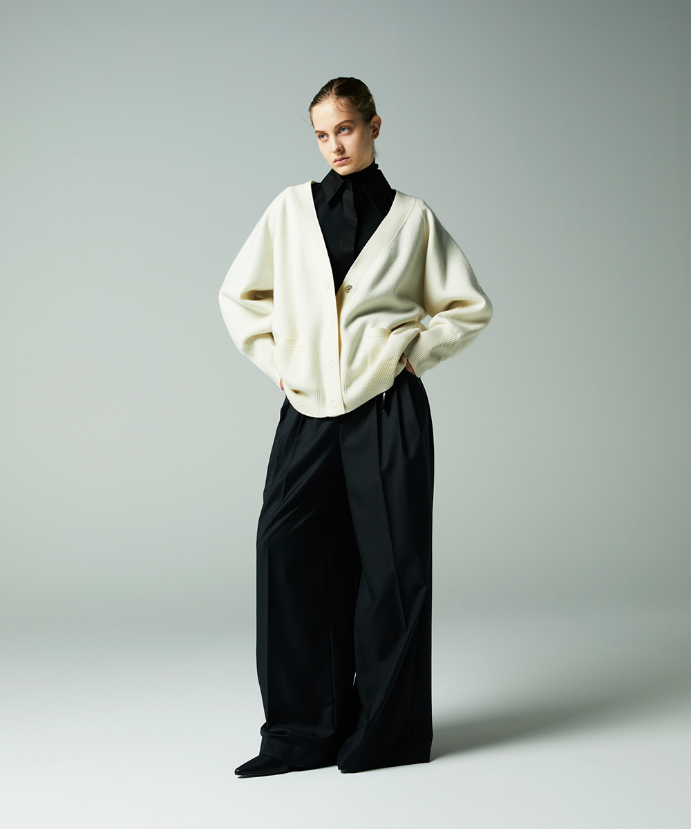 EAUVIRE サテンカラーシャツ ブラック