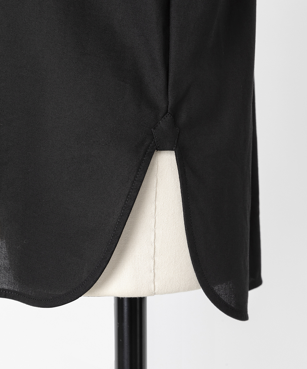 EAUVIRE サテンカラーシャツ ブラック