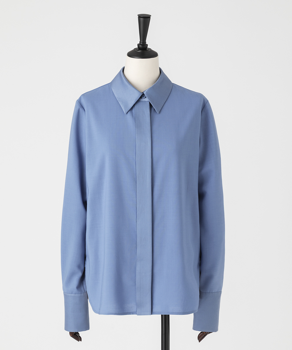 EAUVIRE サテンカラーシャツ ブラック