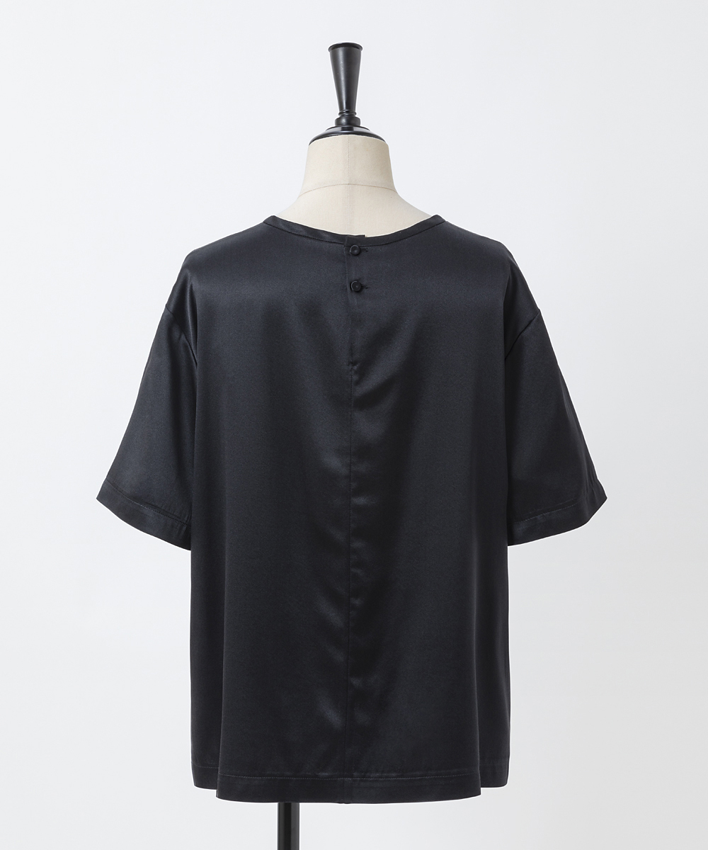 EAUVIRE ウォッシャブルシルクTブラウス バーガンディ