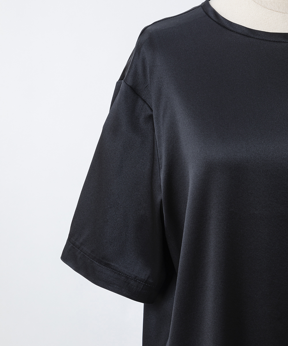 EAUVIRE ウォッシャブルシルクTブラウス バーガンディ