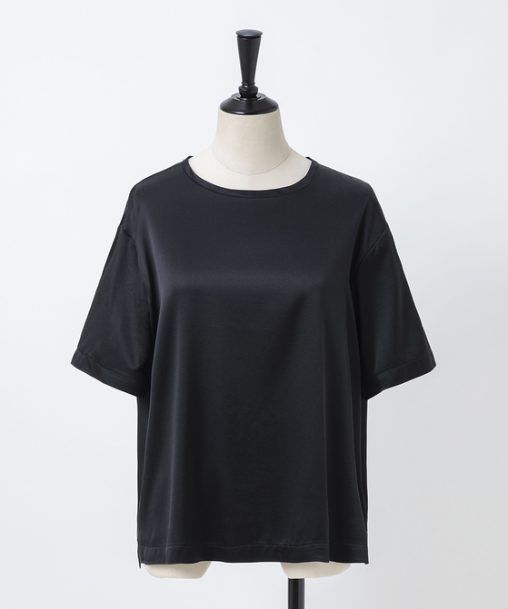 EAUVIRE ウォッシャブルシルクTブラウス ブラック