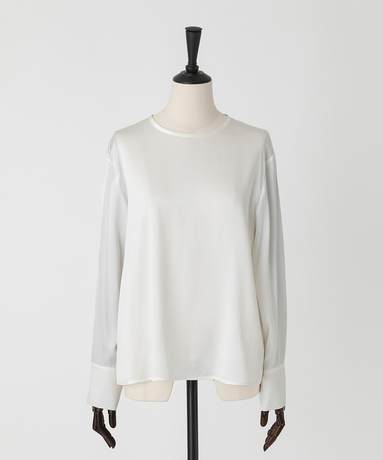 EAUVIRE ウォッシャブルシルクロングスリーブブラウス ホワイト