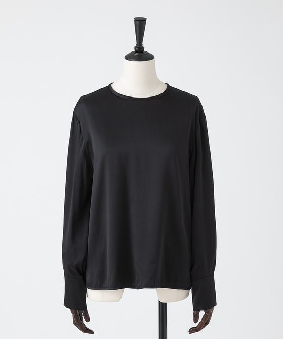 EAUVIRE ウォッシャブルシルクロングスリーブブラウス ブラック