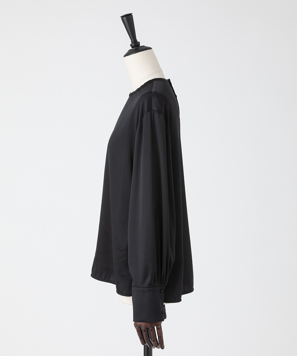 EAUVIRE ウォッシャブルシルクロングスリーブブラウス ブラック