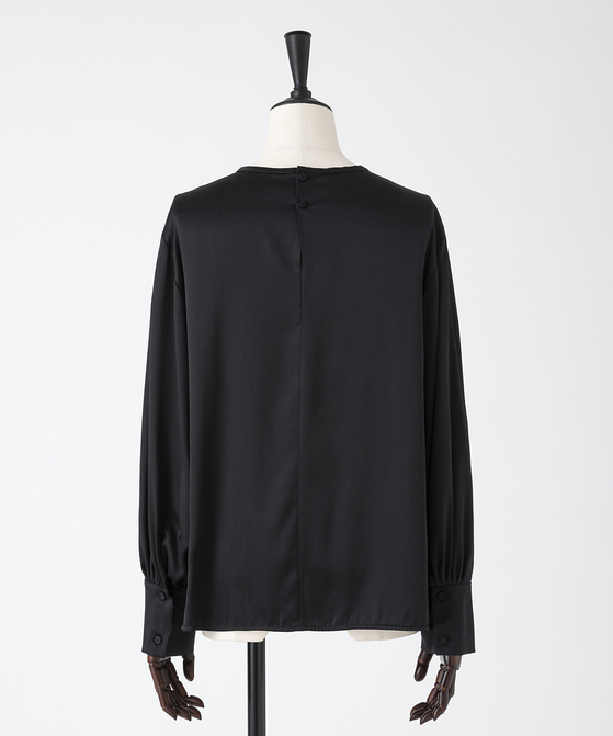 EAUVIRE ウォッシャブルシルクロングスリーブブラウス ブラック