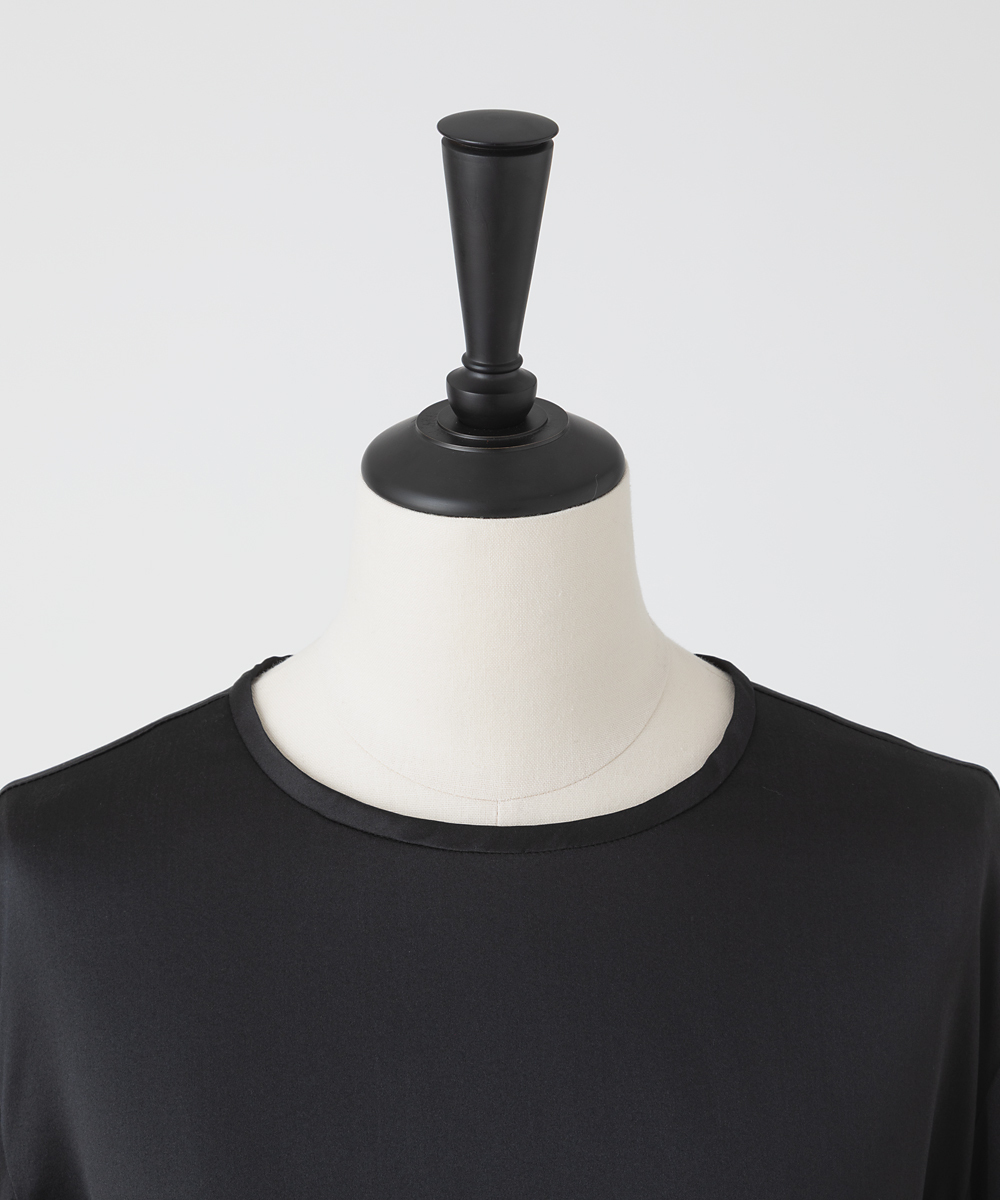 EAUVIRE ウォッシャブルシルクロングスリーブブラウス ブラック