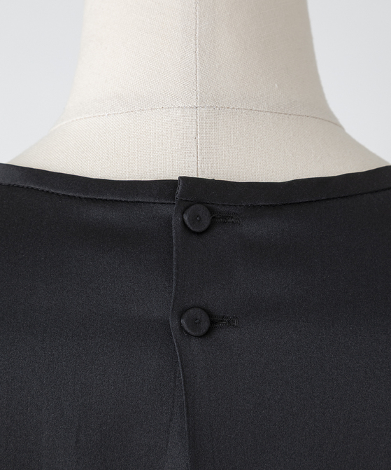 EAUVIRE ウォッシャブルシルクロングスリーブブラウス ブラック